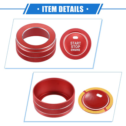 4 x Car AC Climate Control Knob Rings for Toyota RAV4 (2019-2023) Durable Red