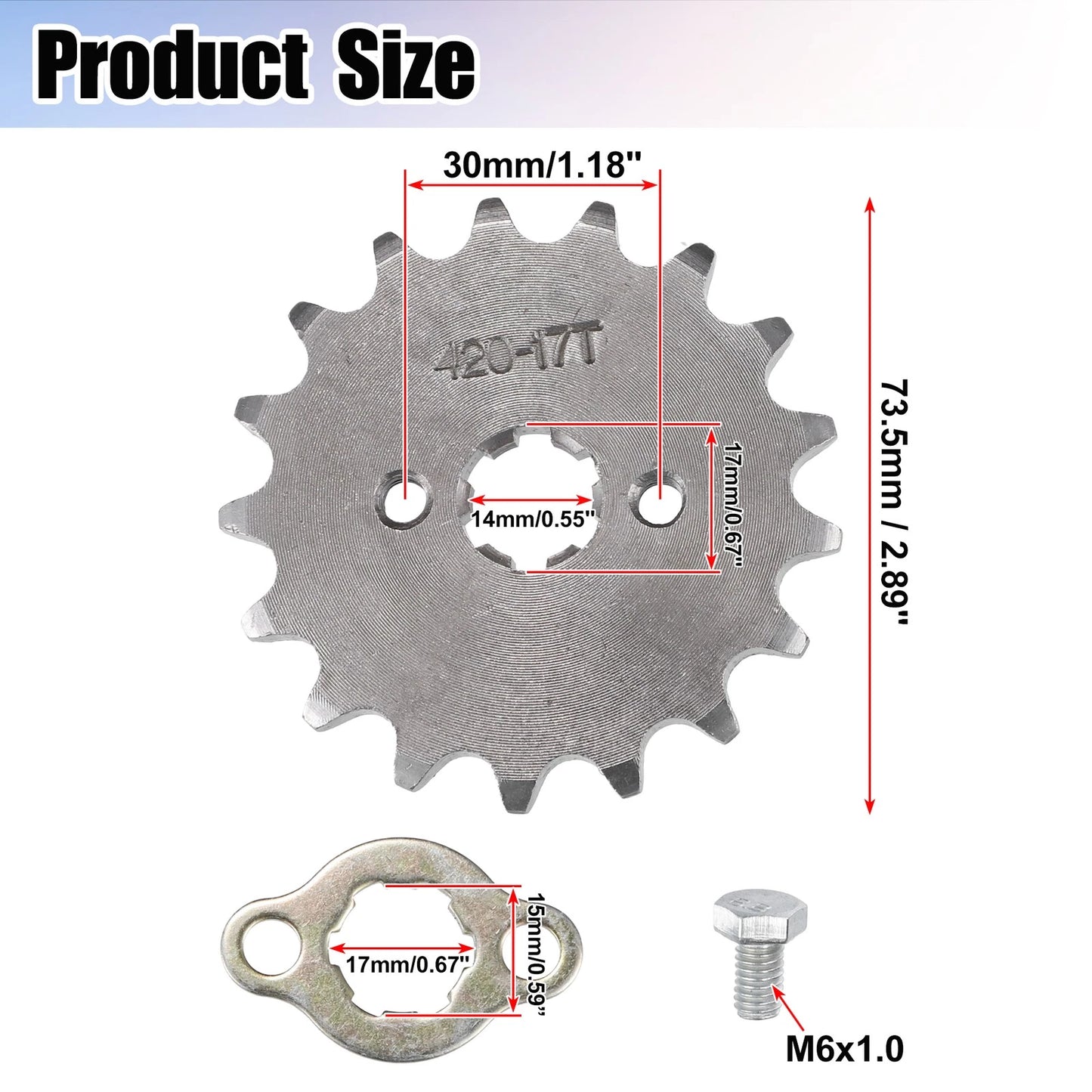 1 Set 420 17T 17mm Front Engine Sprocket for Dirt Bike Mini Bike