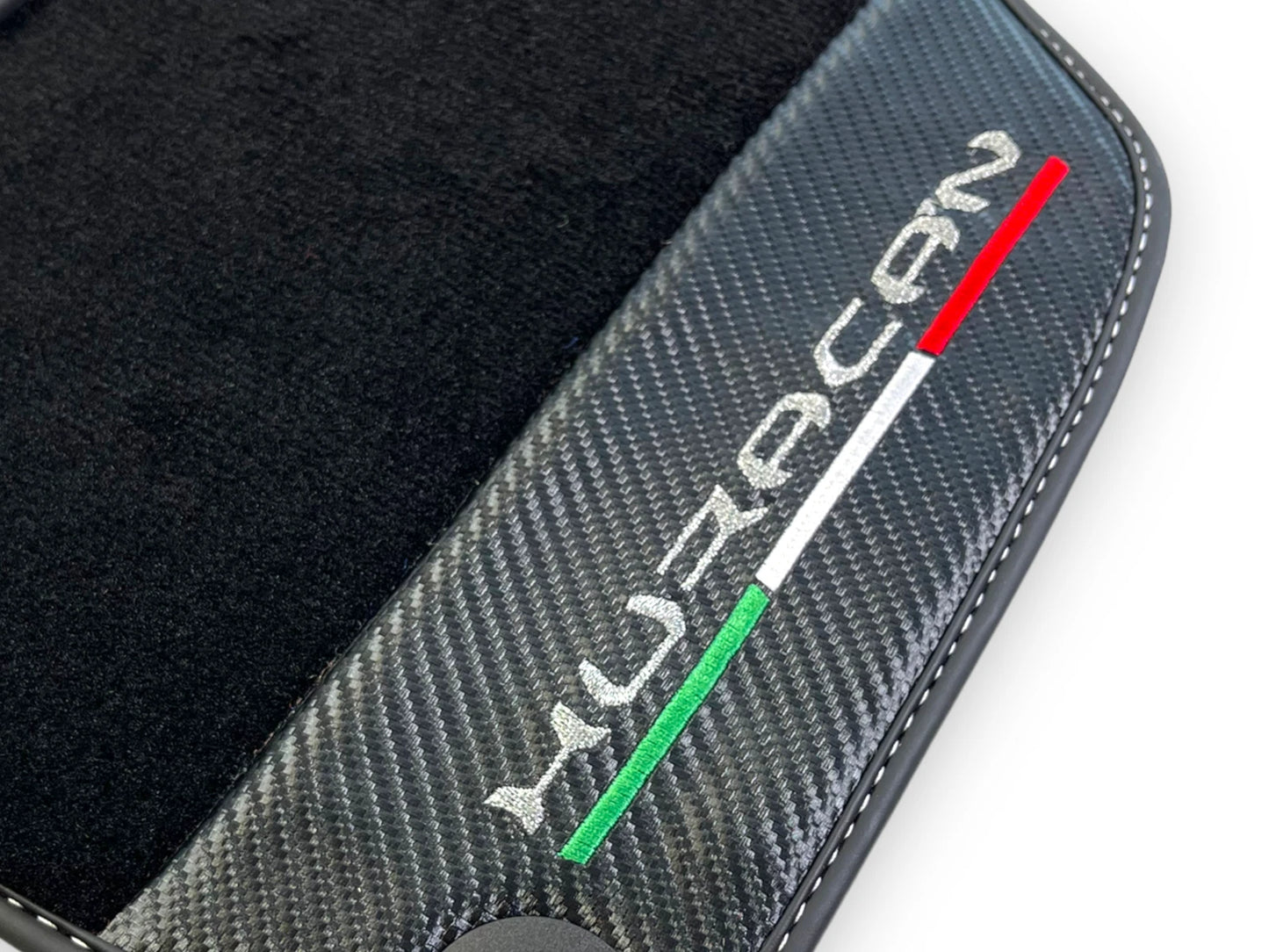 Black Floor Mats for Lamborghini Huracan (2014-2023) - Carbon Fiber Leather
