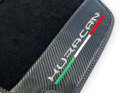 Black Floor Mats for Lamborghini Huracan (2014-2023) - Carbon Fiber Leather