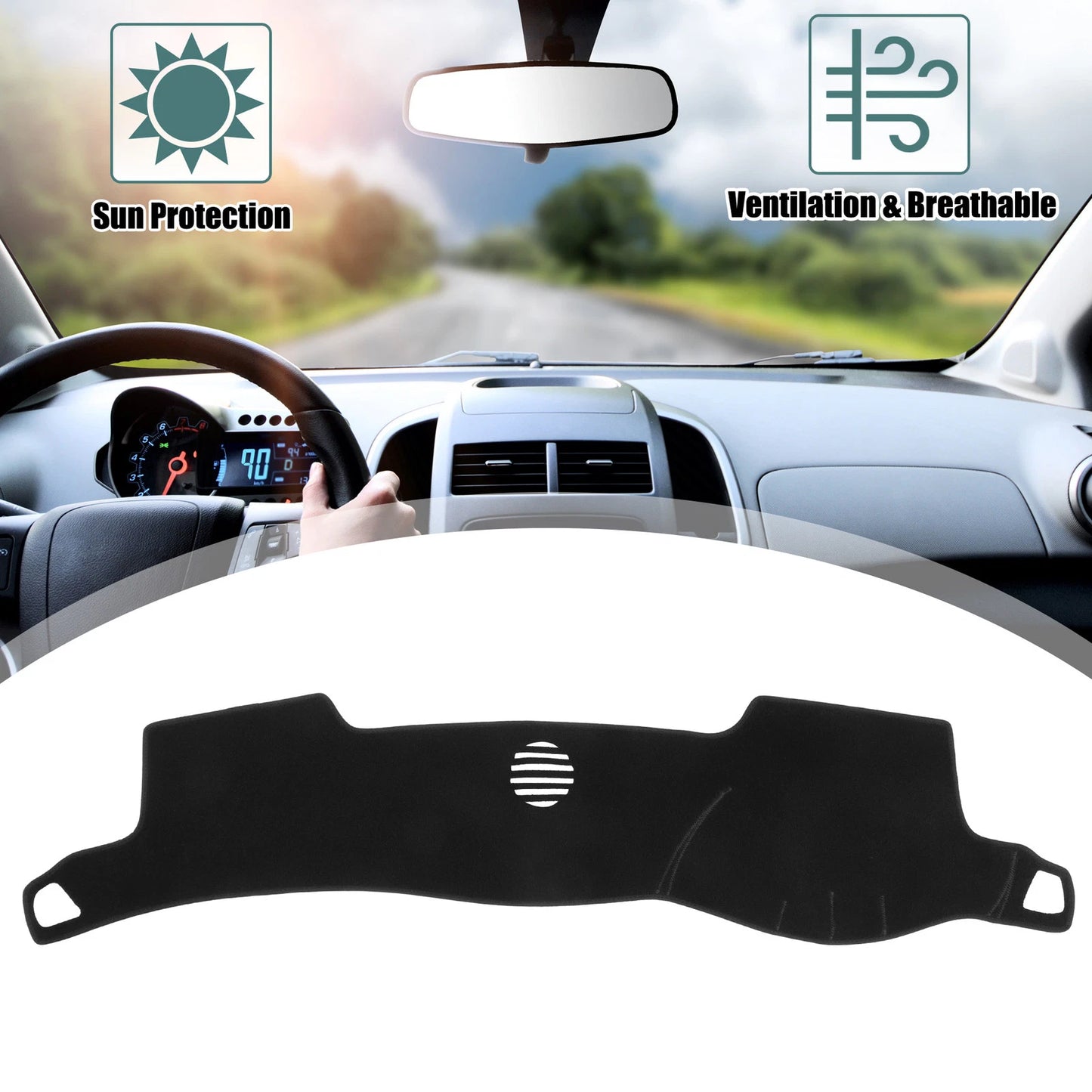 Black Dashboard Cover Mat Protector for Toyota Crown (2004-2008)
