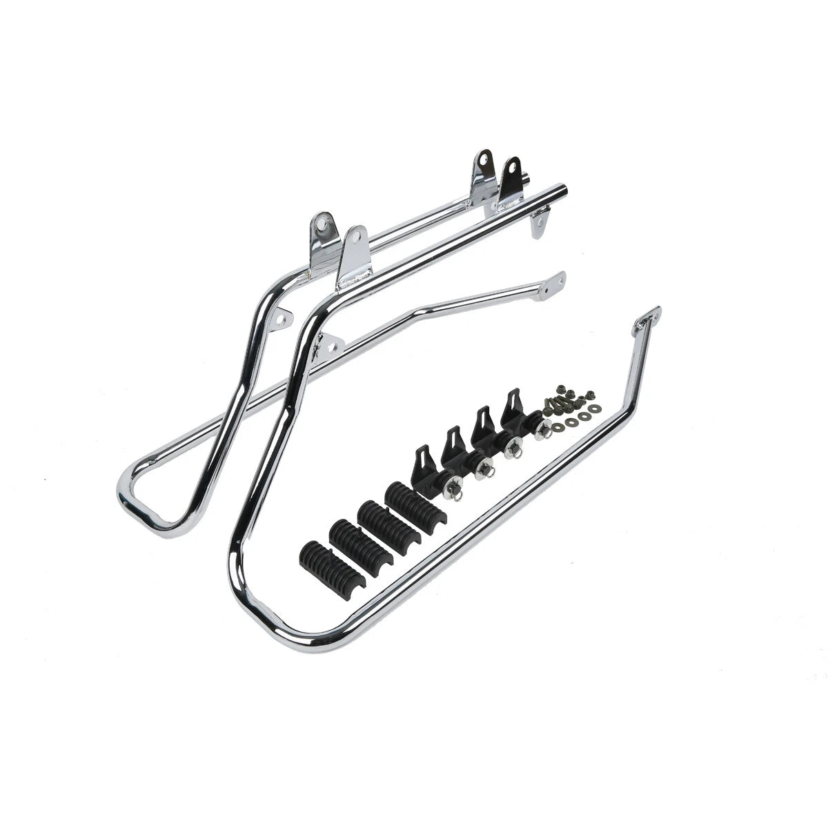 Saddlebags Black Latch Chrome Bracket for Harley Softail (1984 - 2017)