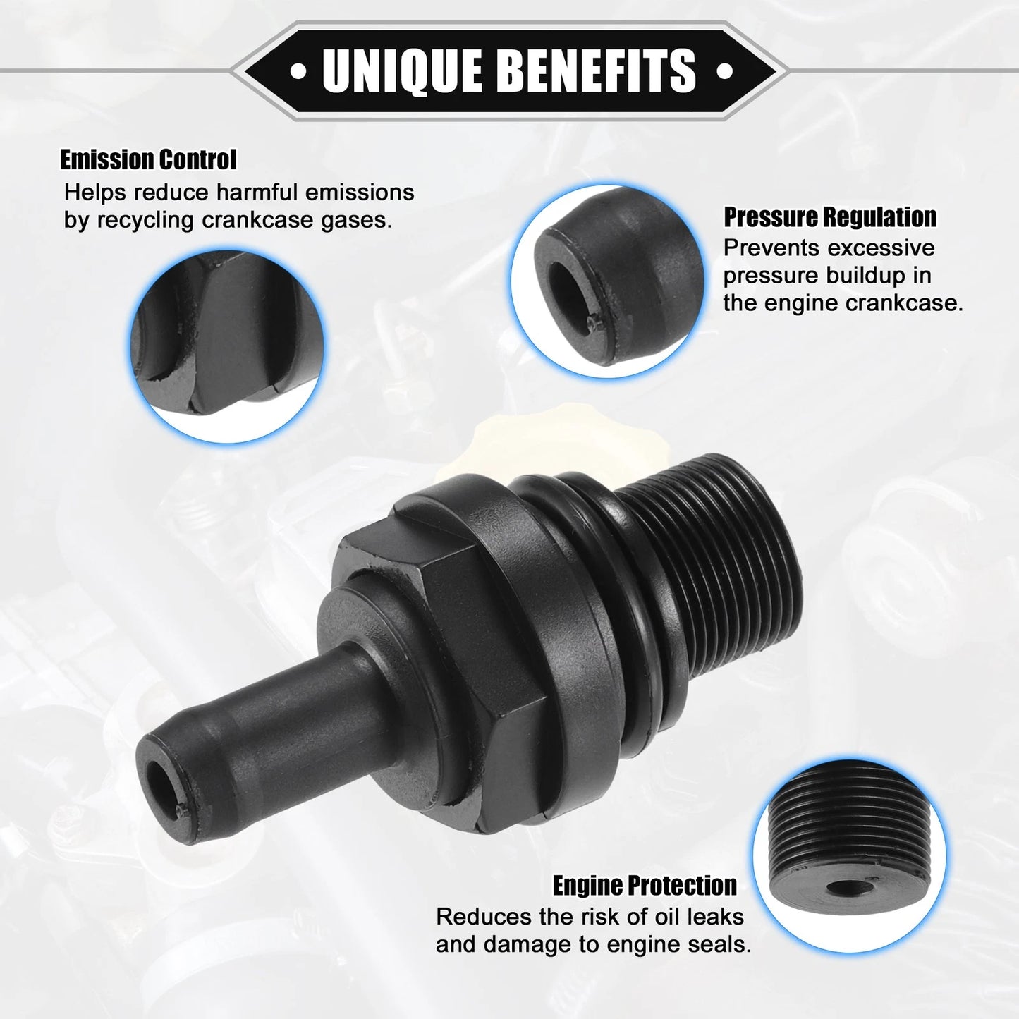 PCV Valve for Toyota Tacoma 2005-2015 Durable Plastic Black