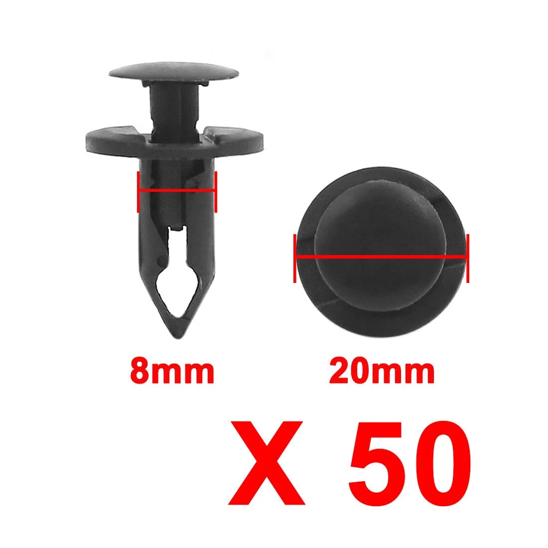 50Pcs Black Plastic Splash Guard Bumper Clips for Honda & Suzuki