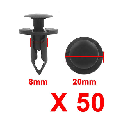50Pcs Black Plastic Splash Guard Bumper Clips for Honda & Suzuki
