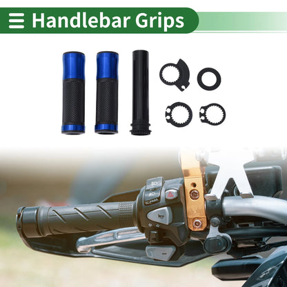 7/8 22mm Hand Grips Rubber Black Blue Cover Kit for Motorcycle