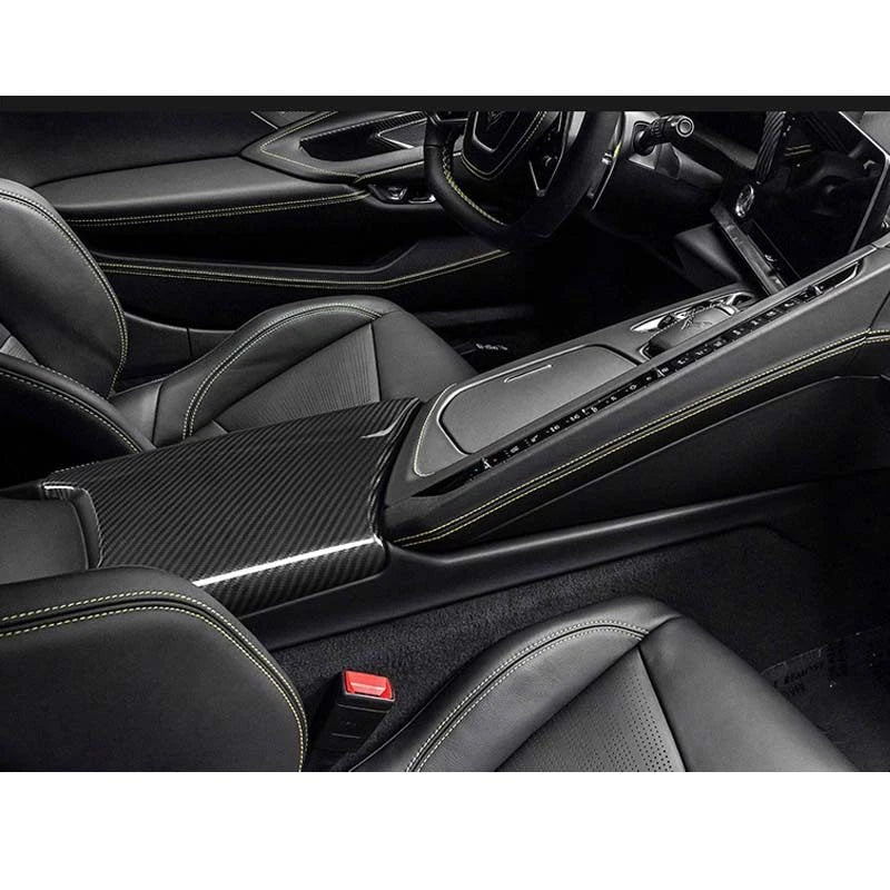 Carbon Fiber Console Armrest Box Panel Cover Trim for Corvette C8 2020-2024