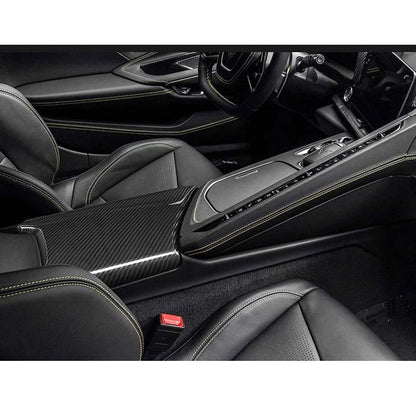 Carbon Fiber Console Armrest Box Panel Cover Trim for Corvette C8 2020-2024