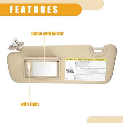 Sun Visor Assembly for Toyota Highlander 2014-2019 Beige