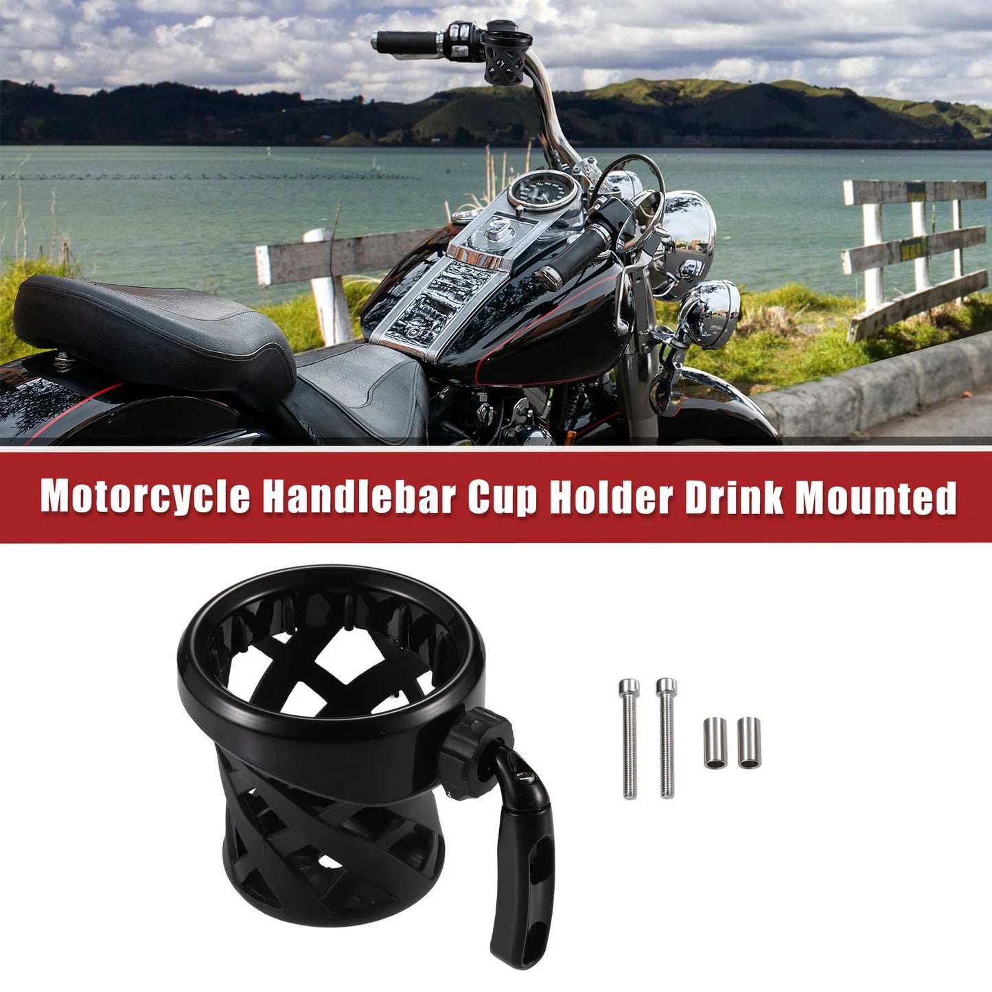 Handlebar Cup Holder for Harley-Davidson Most Model Black