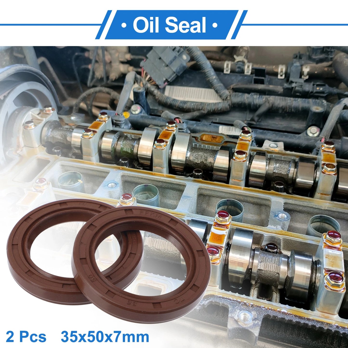 Oil Seal 35x50x7mm FKM Rubber Brown 2 x for Make Model