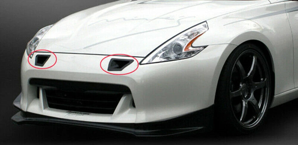 2 x Carbon Fiber Front Bumper Side Air Vent Duct Covers for Nissan 370Z (2009-2020)
