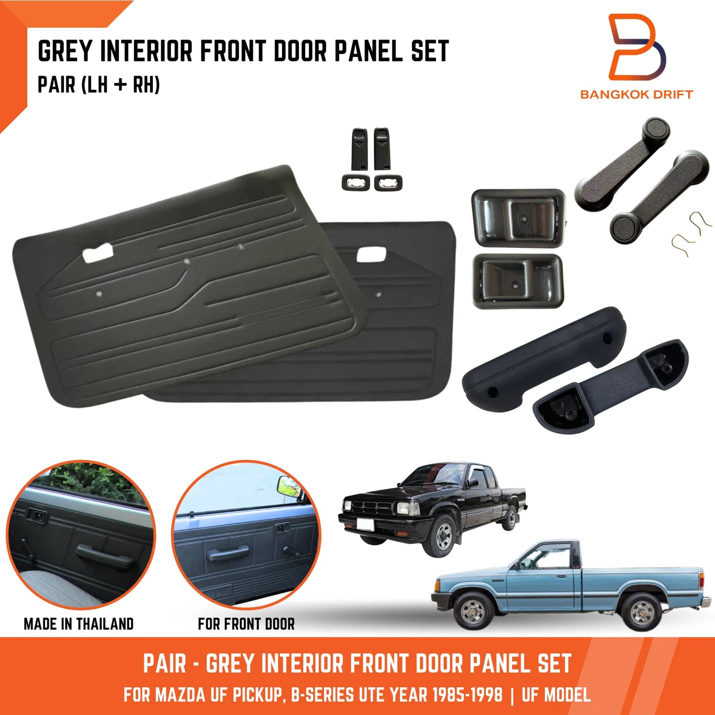 Grey Interior Door Panel Handle Lock for Mazda B-Series Bravo (1985-1998)