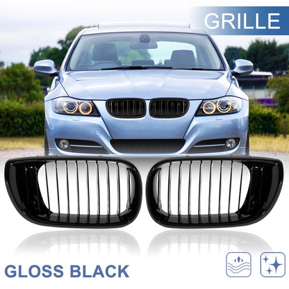 Gloss Black Front Kidney Grille for BMW E46 3 Series (2002-2004)