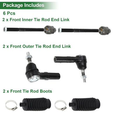 6 x Front Suspension Kit Inner Outer Tie Rod End with Boot for Dodge Dakota