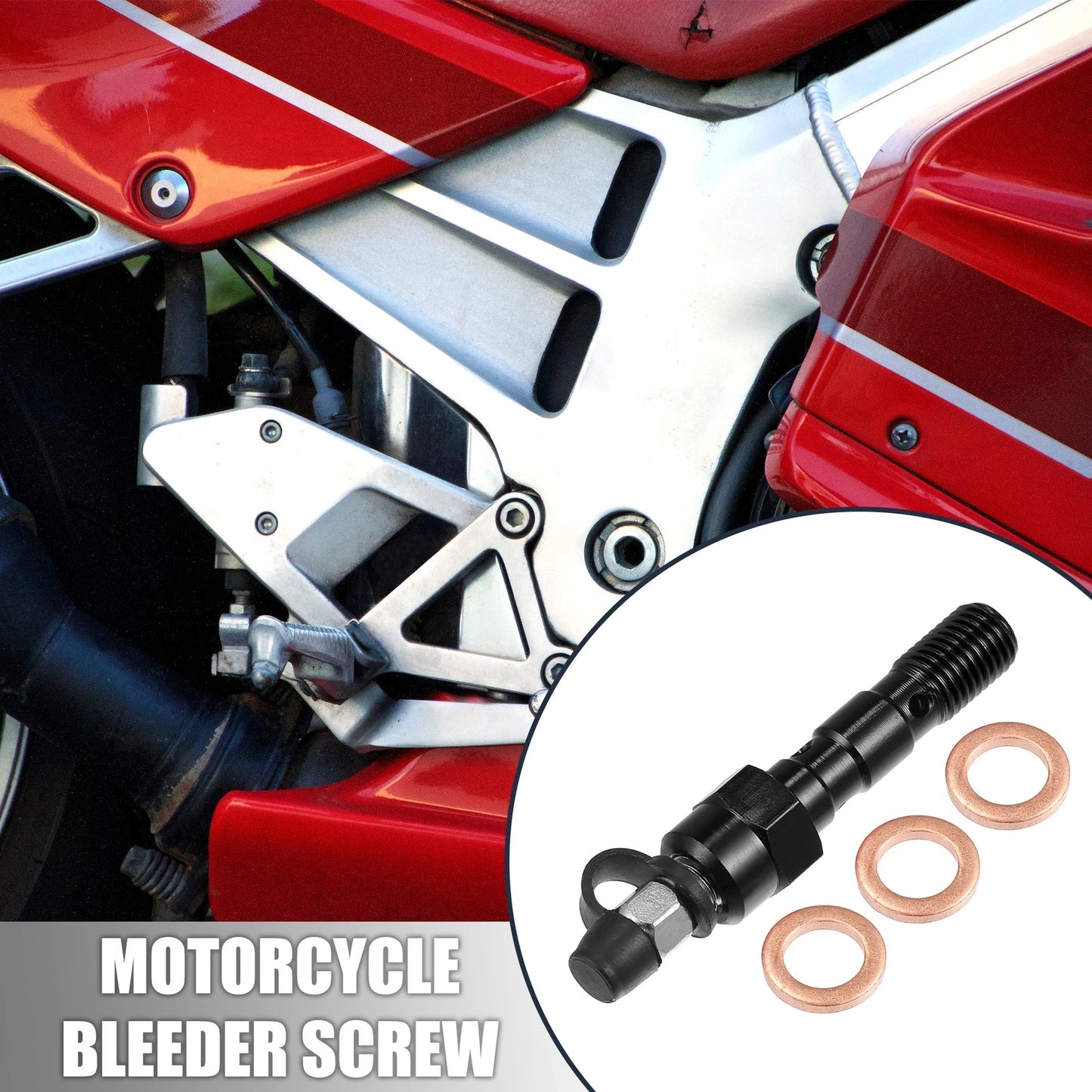 Set Master Cylinder Bleeder Screw Dust Cap Washer M10x1.25 for Motorcycle