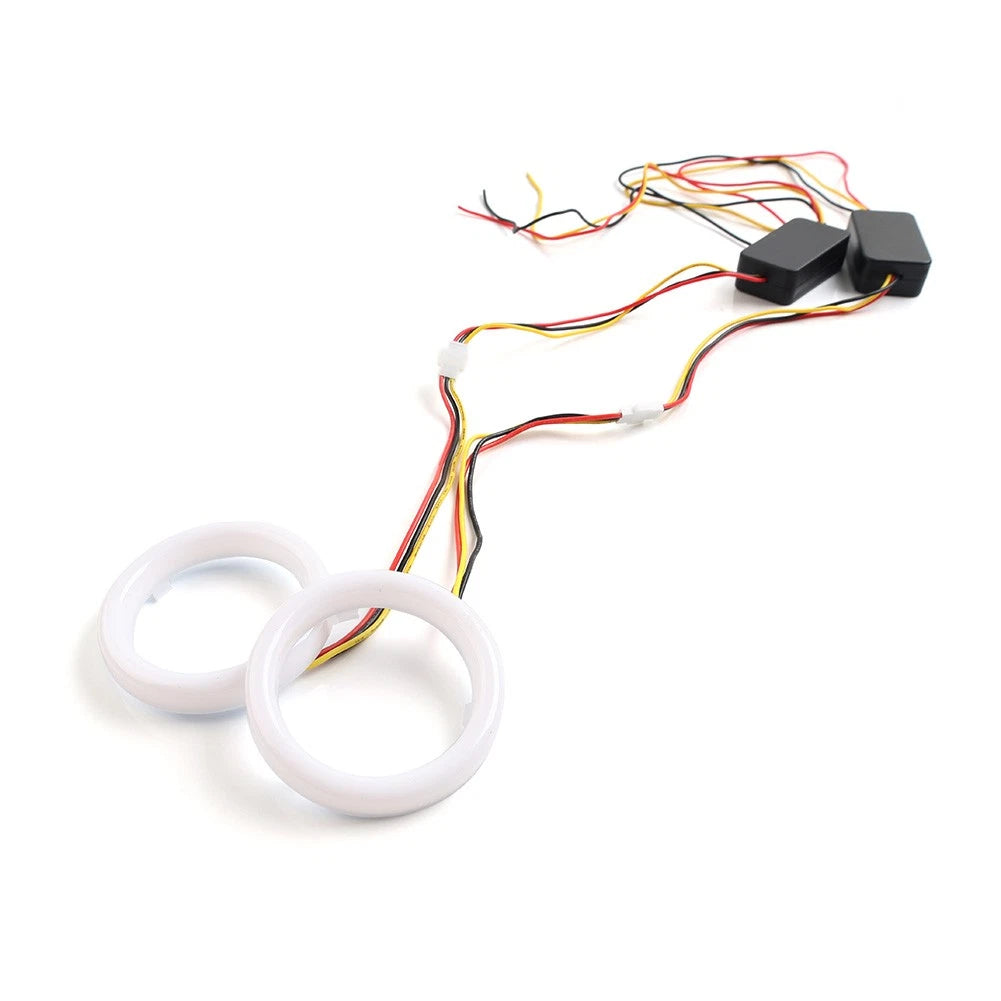 Switchback LED Halo Rings for Car Headlight Retrofit 60MM White Amber