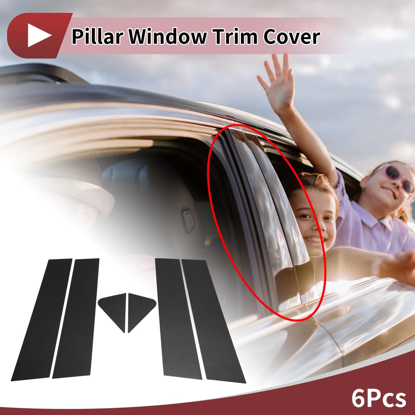 Door Pillar Window Trim for Chevrolet Trailblazer (2024 - 2025) Carbon Fiber