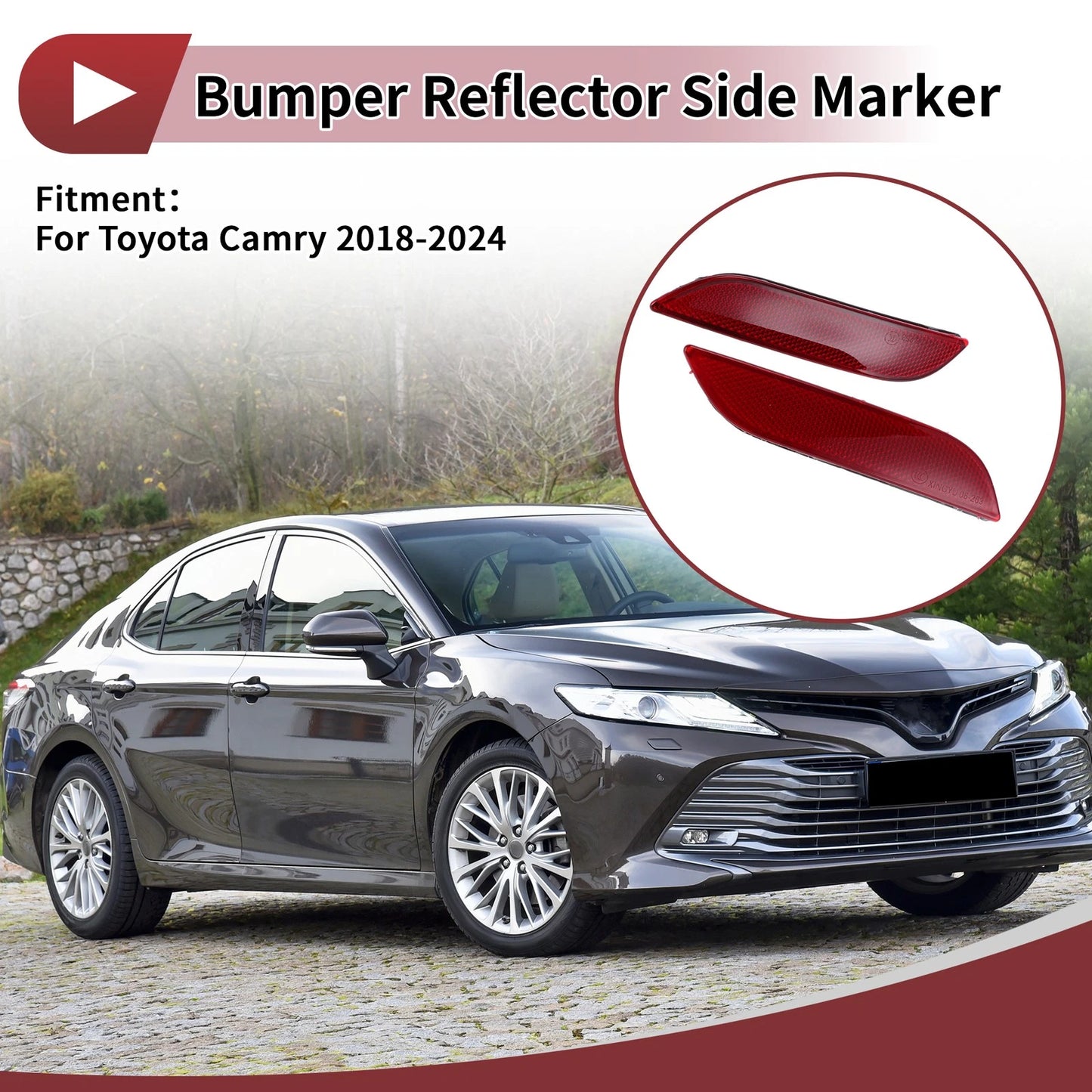 1 Pair Rear Left Rear Right Bumper Reflectors for Toyota Camry