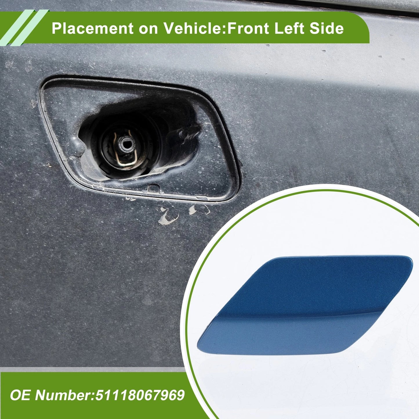 Front Left Washer Nozzle Cover Cap for BMW 320i (2013-2018) Blue