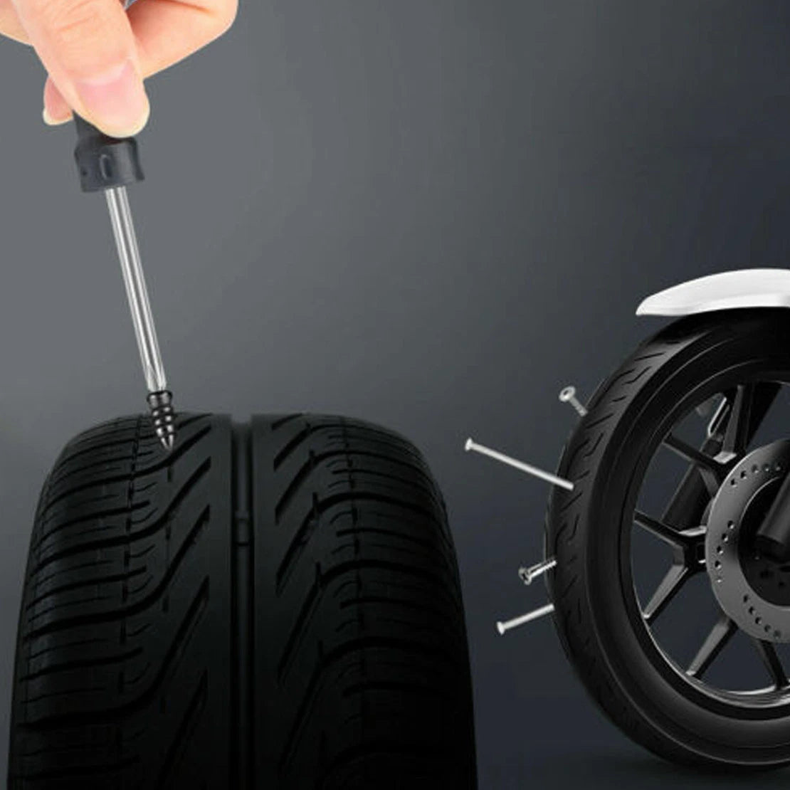 Tubeless Tyre Repair Puncture Patch Plug Kit for Car - Fits Various Models