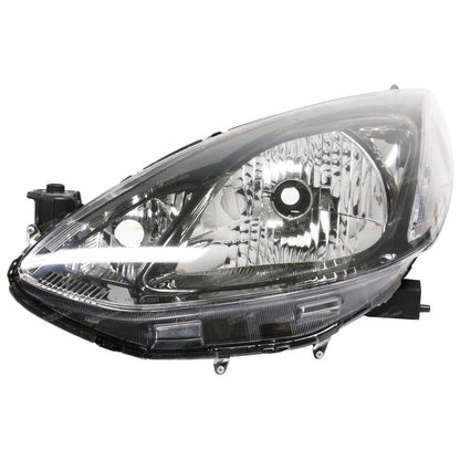 LH+RH  Black Headlights for Mazda 2 (2007 - 2014)