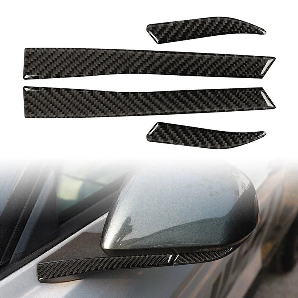 Carbon Fiber Look Rearview Mirror Mouldings Trim for Ford Mustang (2015-2019)