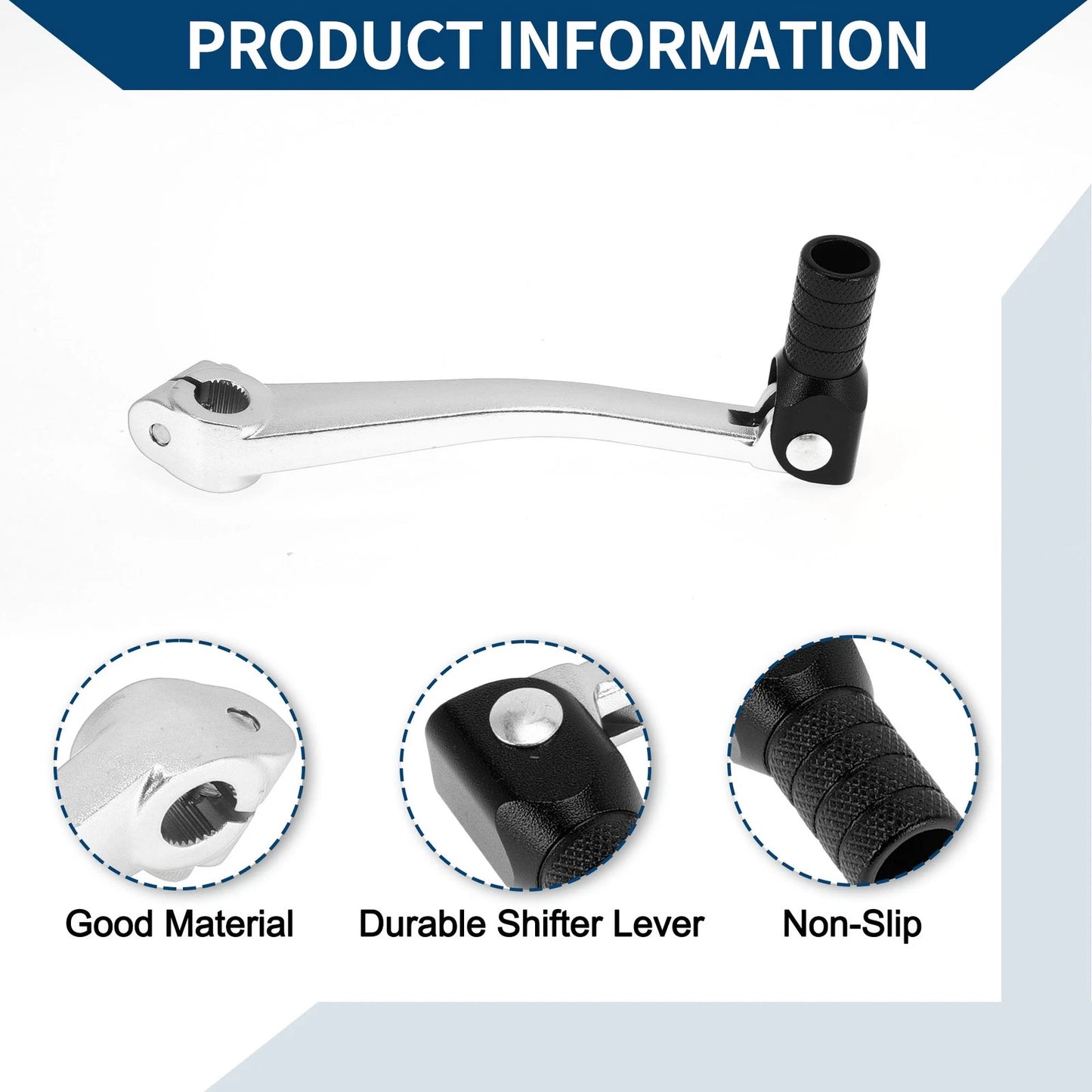 Folding Motorcycle Gear Shifter Lever for Bosuer 125 Siver Tone Black Head
