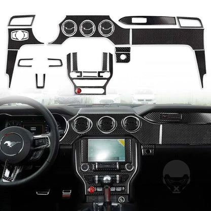 Soft Carbon Fiber Full Interior Console Kit Cover Trim For Ford Mustang 2015-19