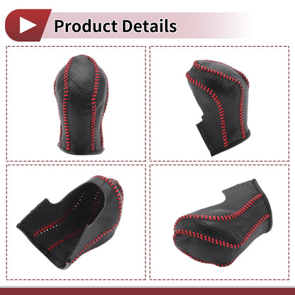 Gear Shift Knob Cover for Nissan Maxima 2016-2023 Black Red Faux Leather
