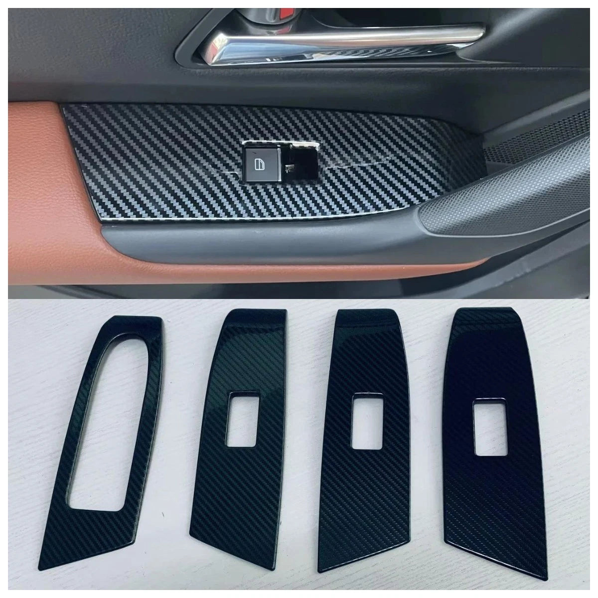 Steel Fiber Window Lift Panel Frame Cover Trim for 2023-2024 Mazda CX-50 (2023-2024)