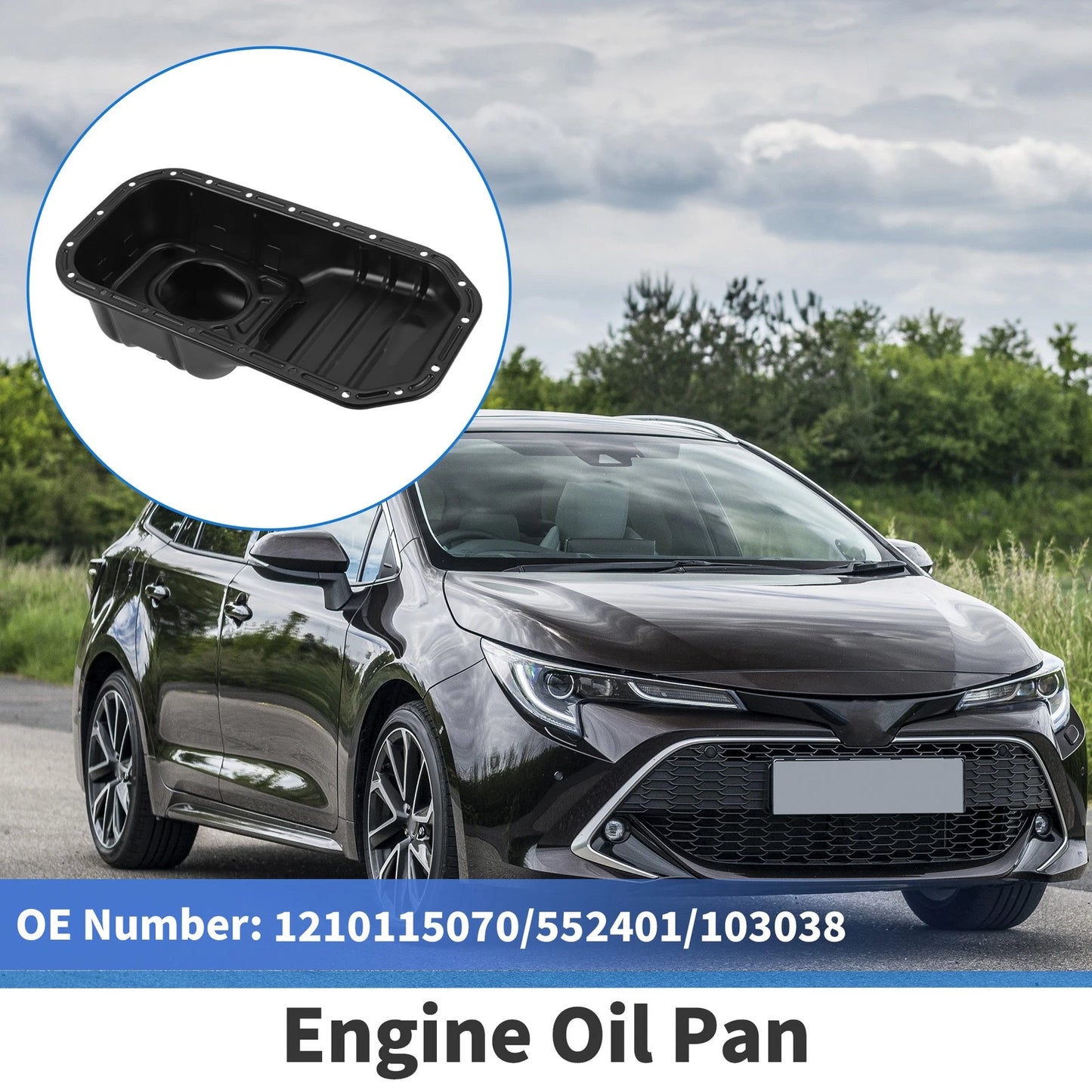 1 Pc Engine Oil Pan for Toyota Corolla FWD 1.6L L4 Steel Black