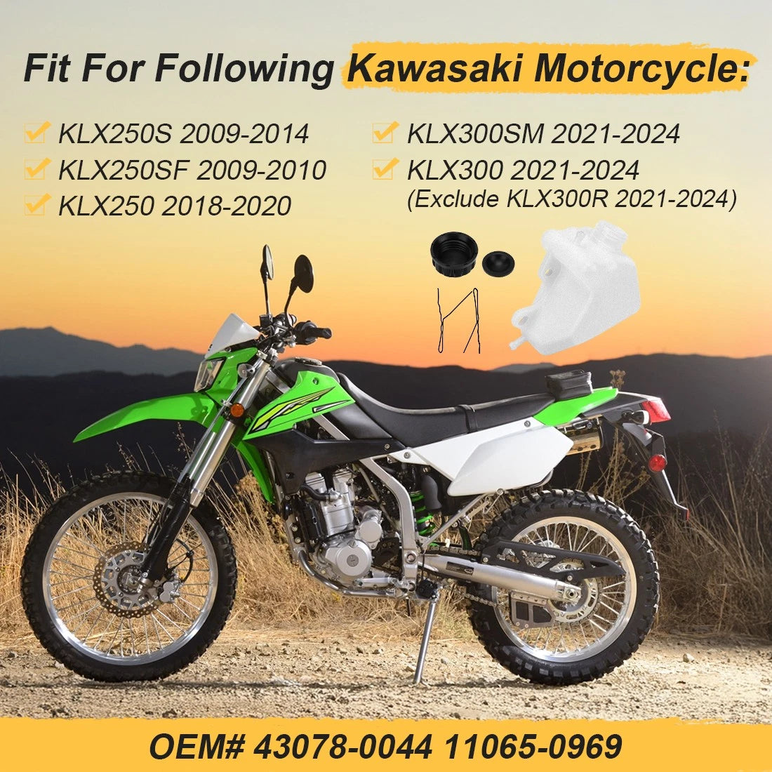 Coolant Reservoir Tank For Kawasaki KLX250 KLX250S KLX250SF (2009–2020)