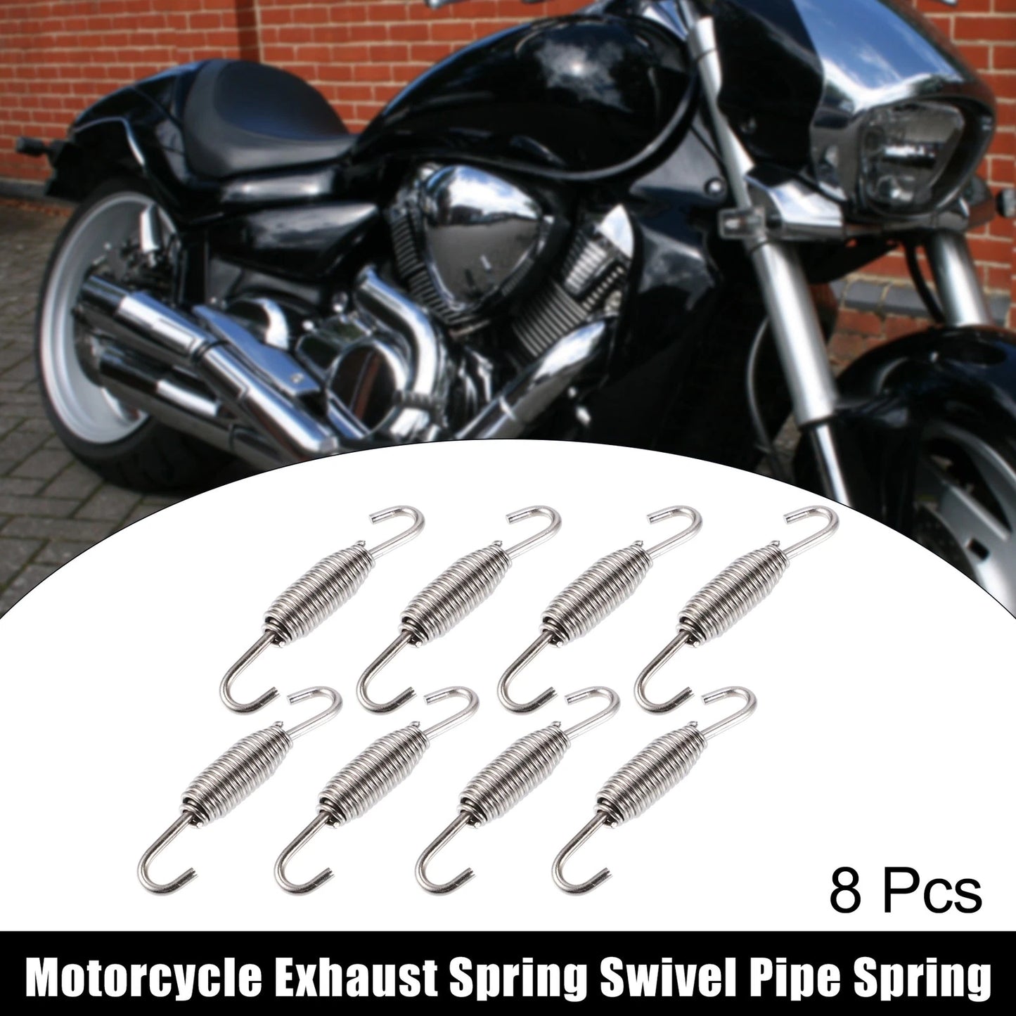 8 x Exhaust Pipe Spring 68mm Stainless Steel Silver Tone for Motorcycles