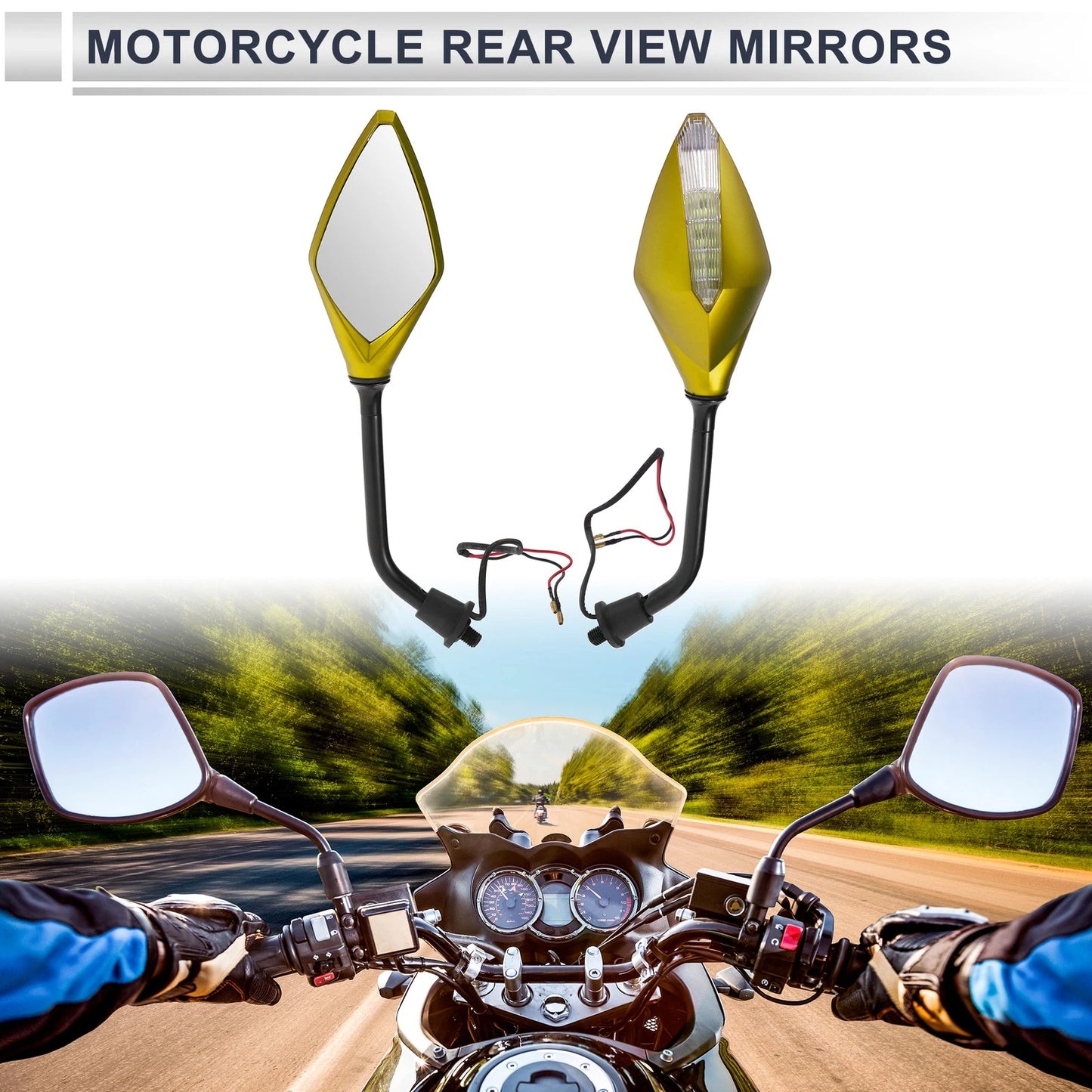 2 x Rear View Mirrors for Motorcycle