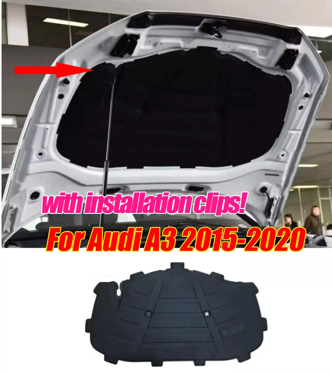 Front Engine Cover Blanket Hood Insulation Pad Heat Shield for Audi A3 (2015–2020)
