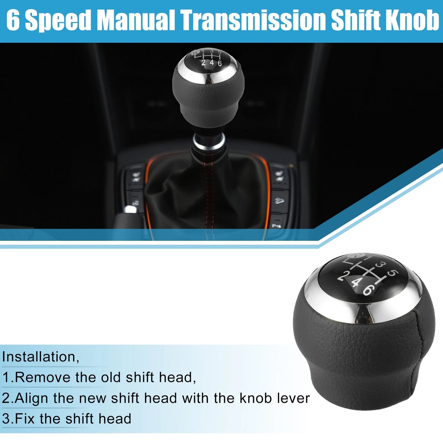 6-Speed Manual Shift Knob - Plastic Black for Toyota Corolla