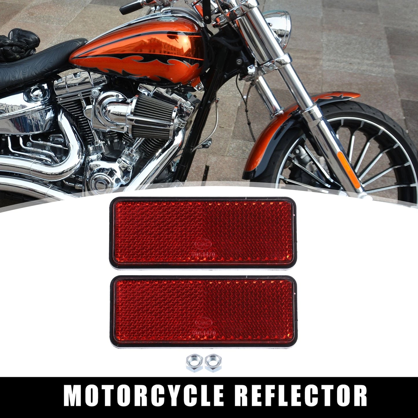 2 x Red Plastic Rectangular Screw Mount Reflective Warning Reflector