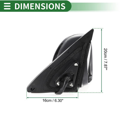 Right Side Door Mirror Manual Folding Gloss Black for Toyota Highlander (08-13)