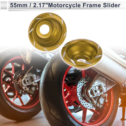 12mm Aluminum Alloy Motorcycle Slider Frame 2 x Gold Tone for Motorcycle