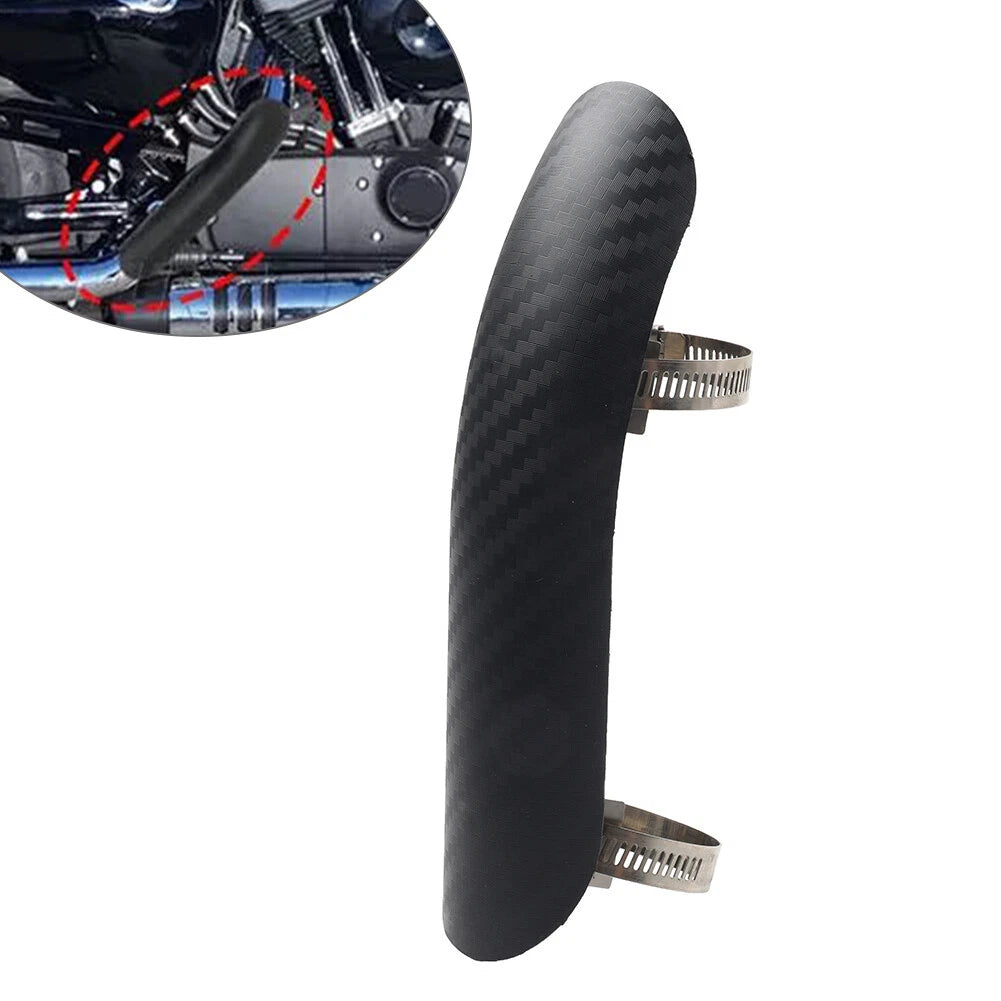 Universal Exhaust Muffler Heat Shield Cover for Car - Black/Silver Clamp