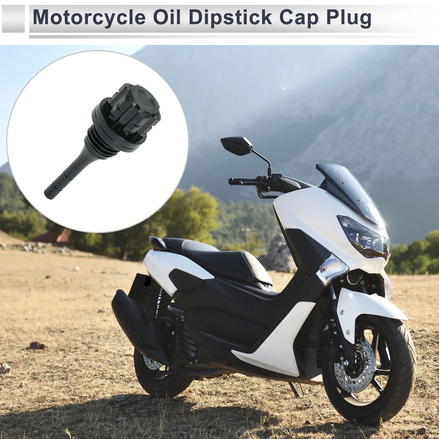 1 x Motorcycle Engine Oil Dipstick Cap Plug for Engine Crankcase Titanium Tone