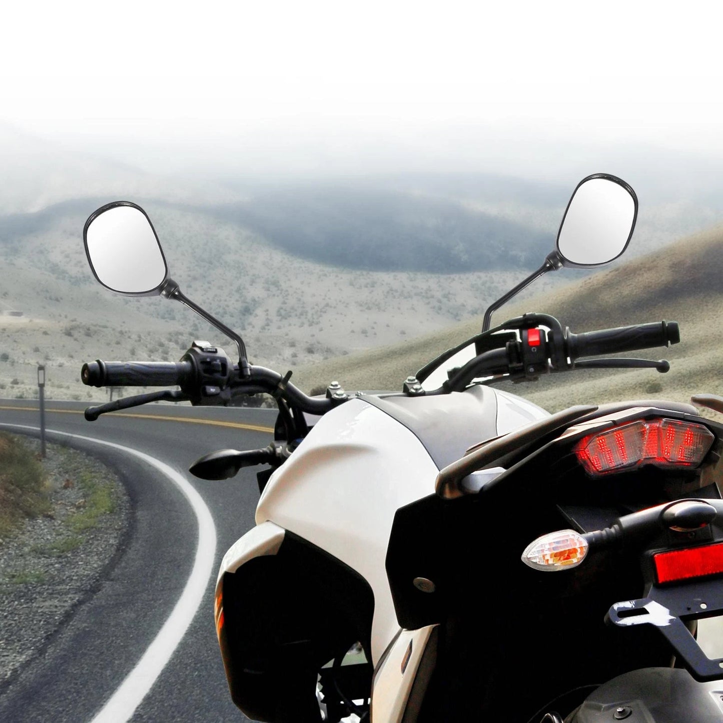Rear View Side Mirrors / 10mm / 7/8"-22mm Handlebar Clamp for ATV Scooter