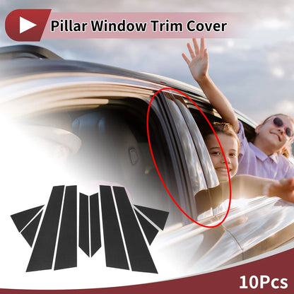 Door Pillar Window Trim for Hyundai Sonata YF 2010-2014 Carbon Fiber Black