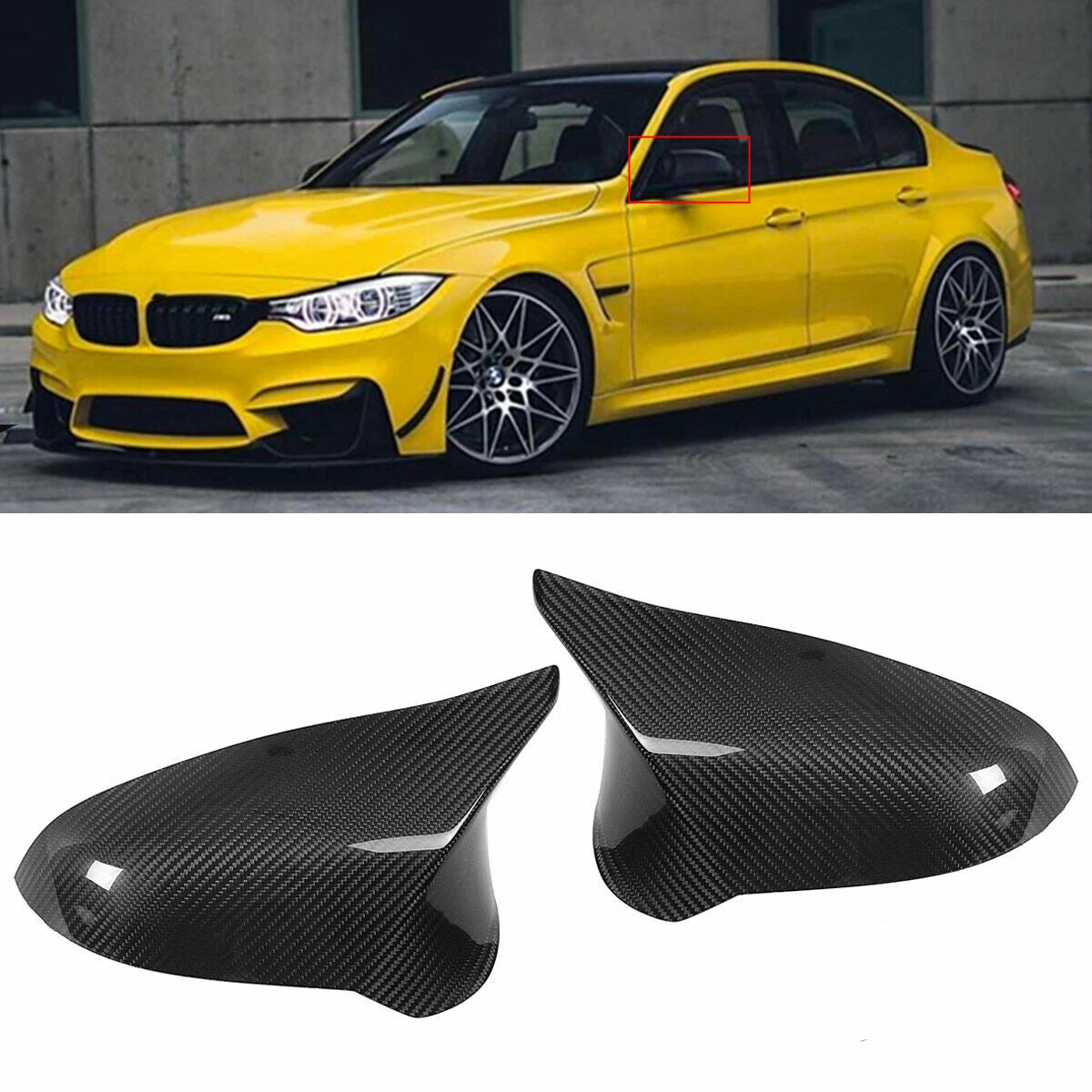 Carbon Fiber Side Mirror Cover Caps for 2015-2018 BMW F80 M3 F82 M4 (2015-2018)