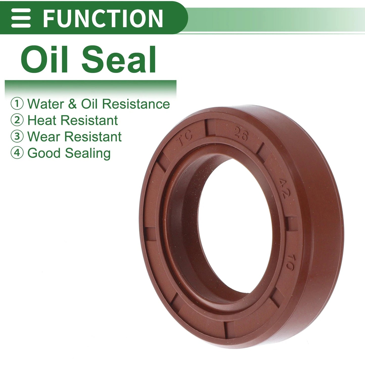 Oil Seal 26x42x10mm FKM Rubber Seal Ring Rotary Shaft 5 Pcs