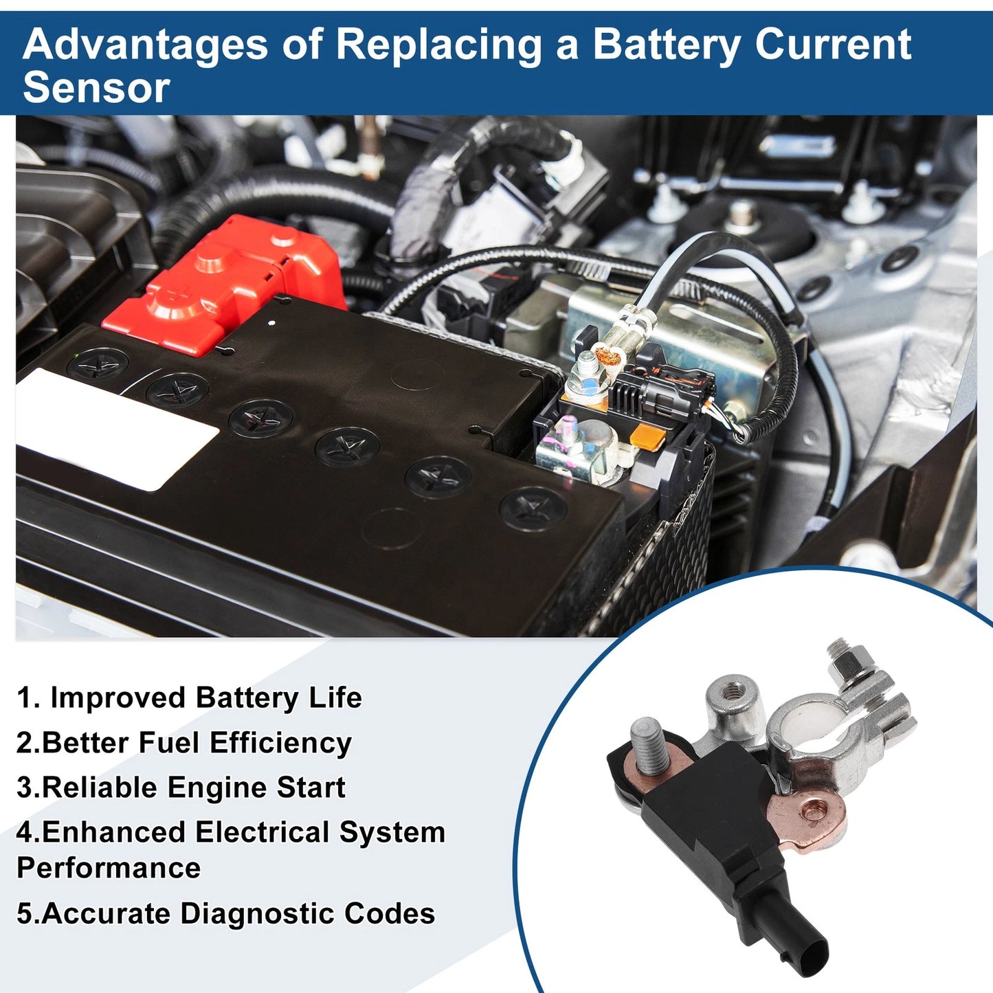 Battery Current Sensor 1 Pc for Chevrolet Cruze (2015-2019)