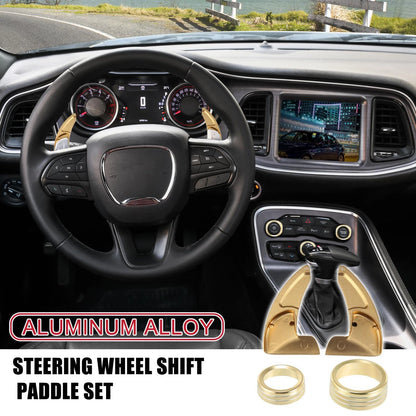 Gold Tone Inner Paddle Shifter & AC Volume Knob Cover Ring Trim for Dodge Charger