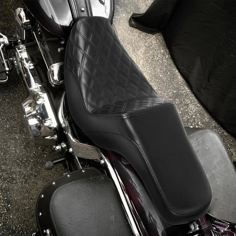 Black Driver Passenger Seat for Harley Dyna Fat Street Bob Wide Glide (06-17)