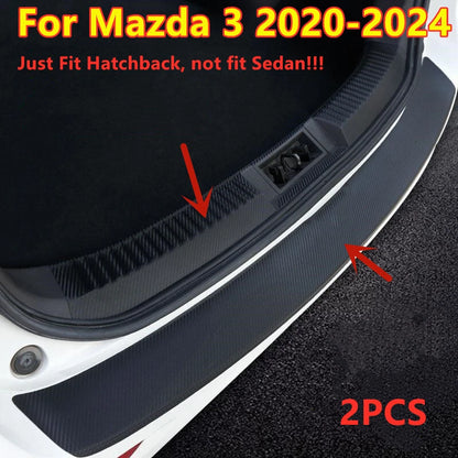 2x PU Leather Rear Bumper Protector Plate Cover for Mazda 3 (2020–2024)